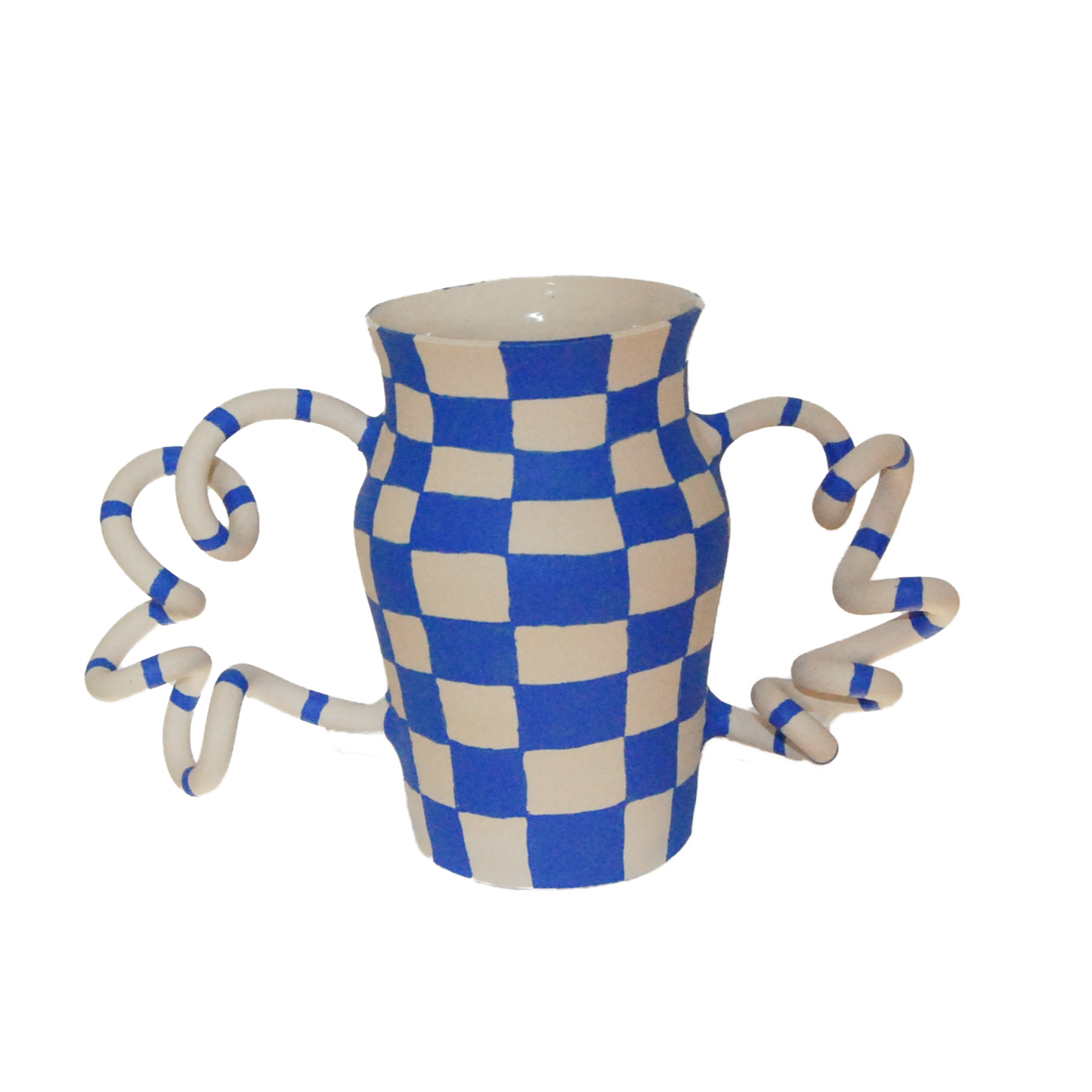 Matisse Blue Checkered Boinggg! Vase