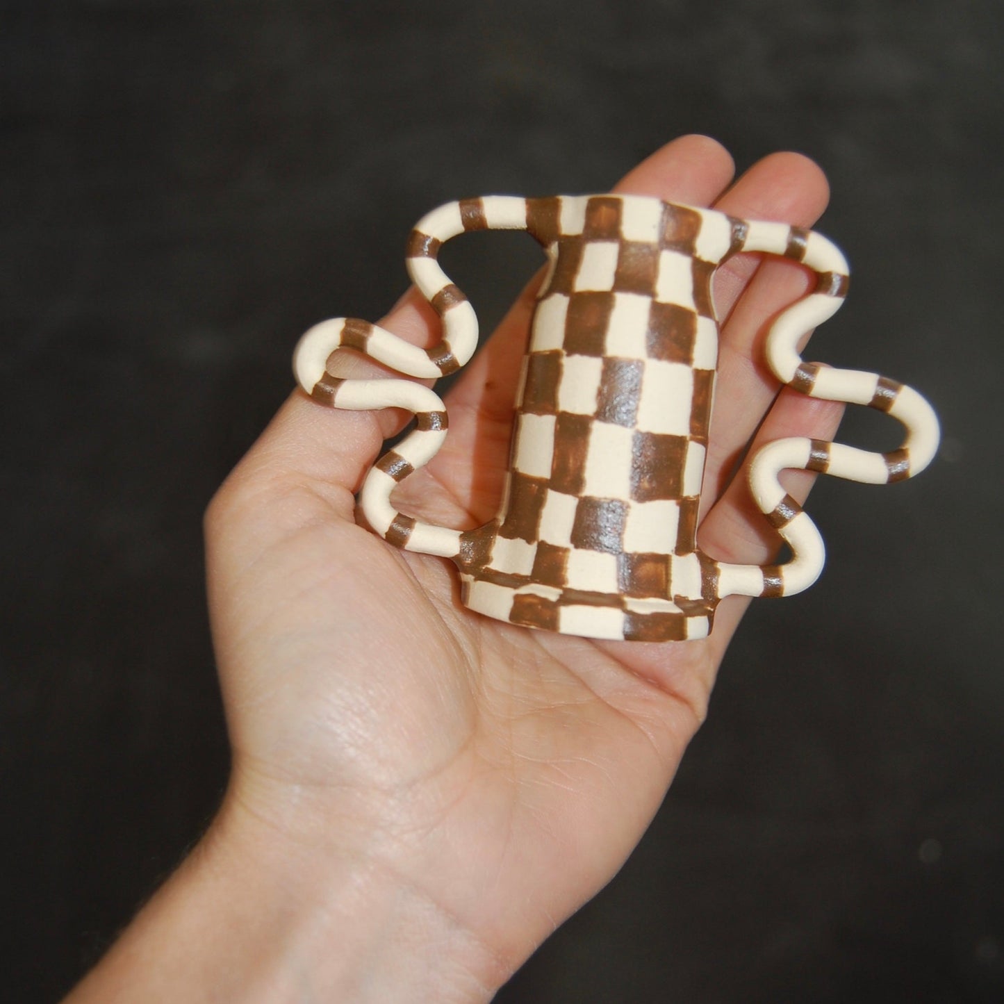 Mini Checkered Curvy Amphora Vase