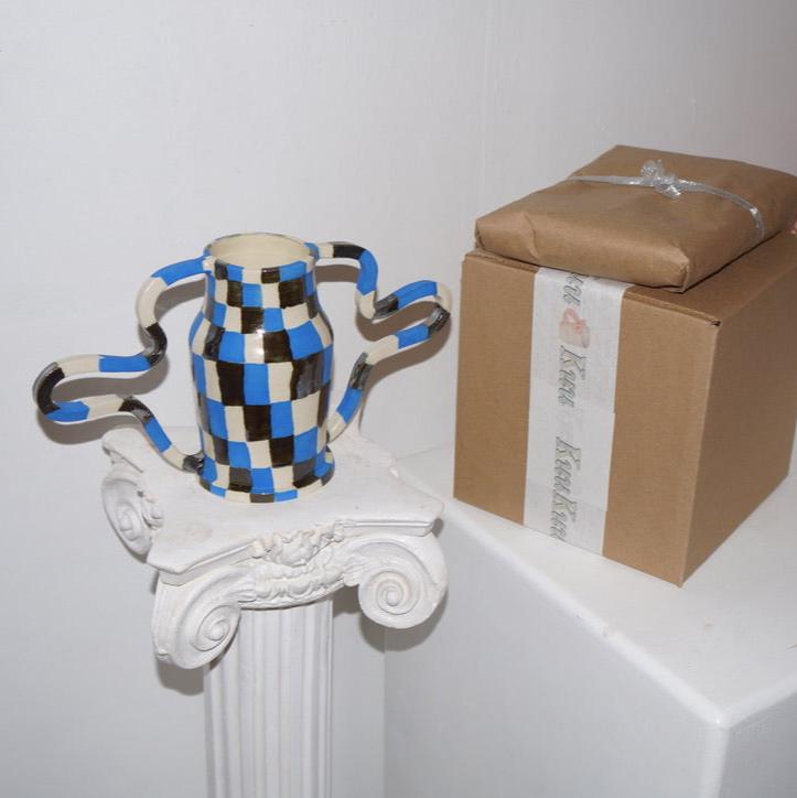 Midi Chrome White & Blue Curvy Amphora