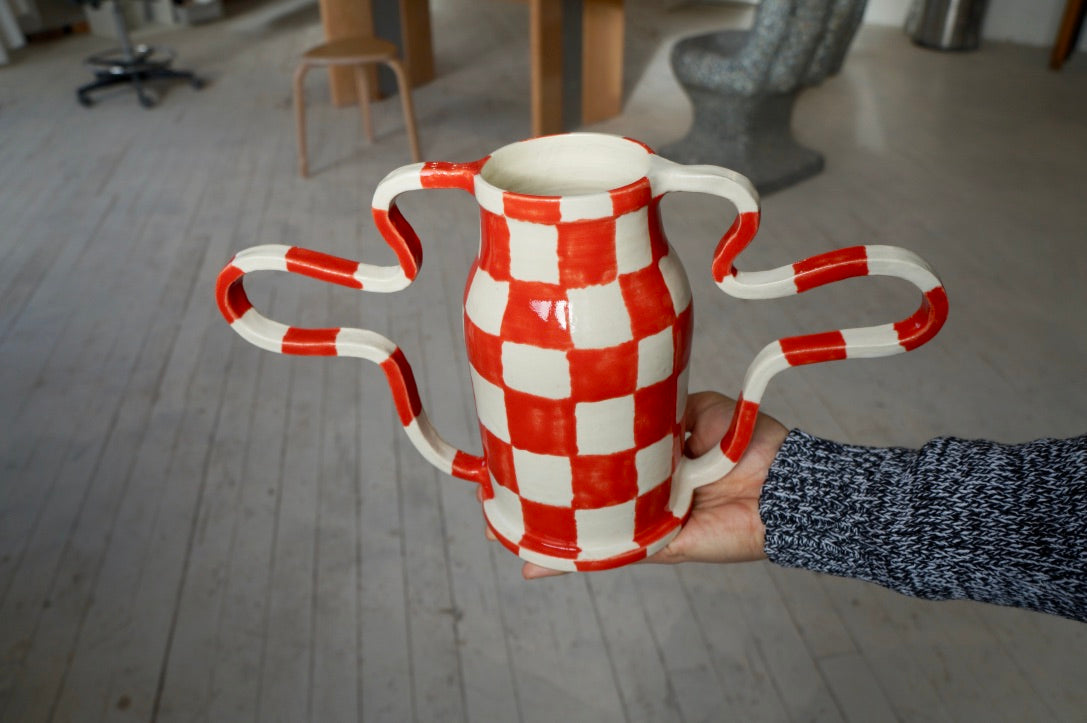 Red Checkered Curvy Amphora