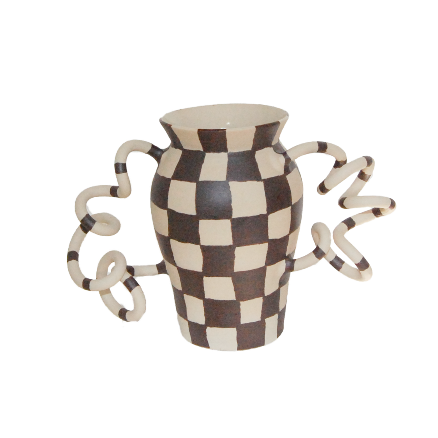 Brown Checkerd Boinggg! Vase