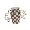 Brown Checkerd Boinggg! Vase