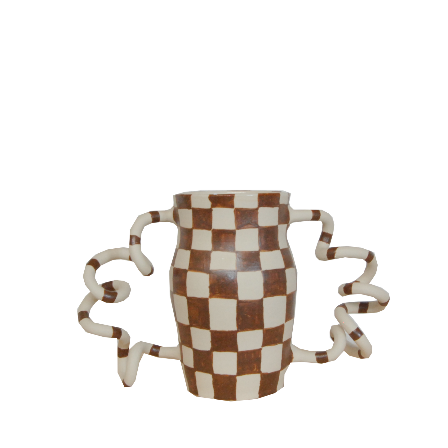 Brown Checker Boinggg! Vase