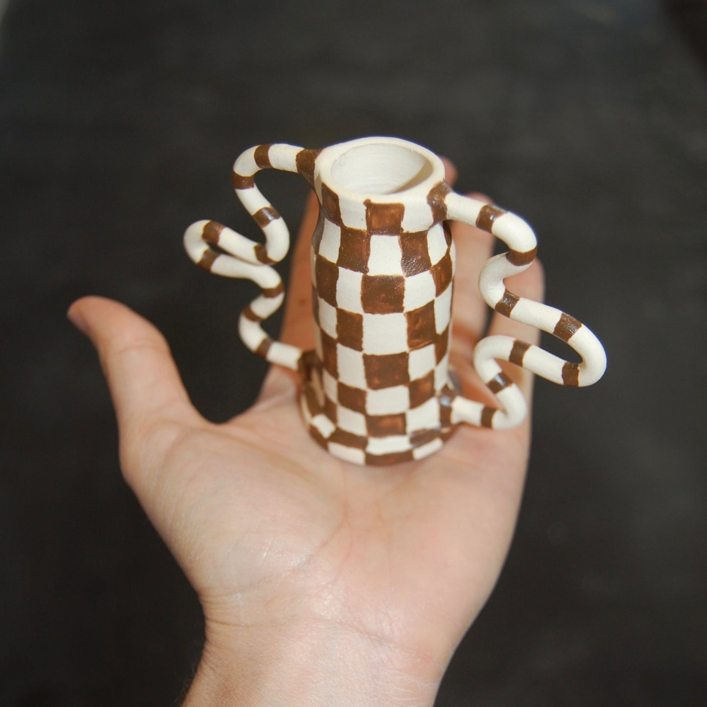 Mini  Checkered Curvy Amphora Vase