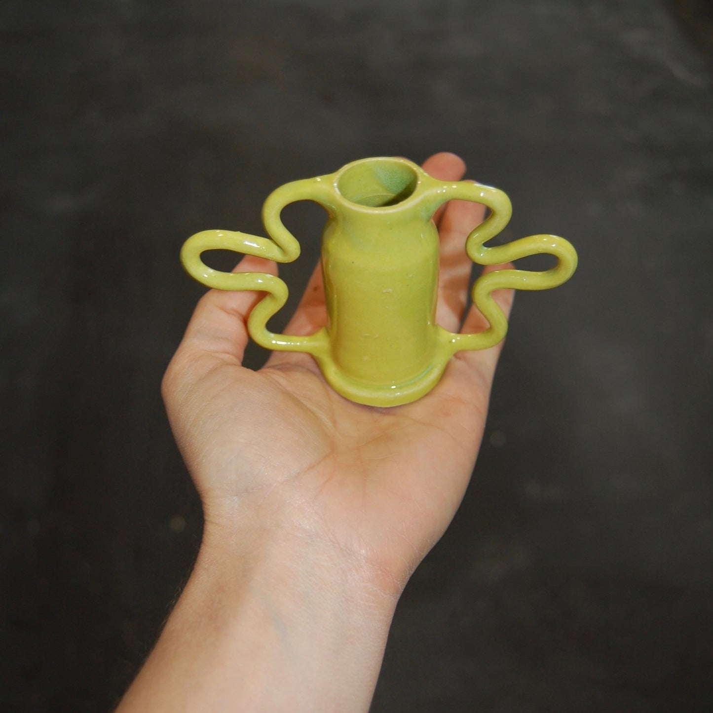 Mini Chartreuse Curvy Amphora Vase