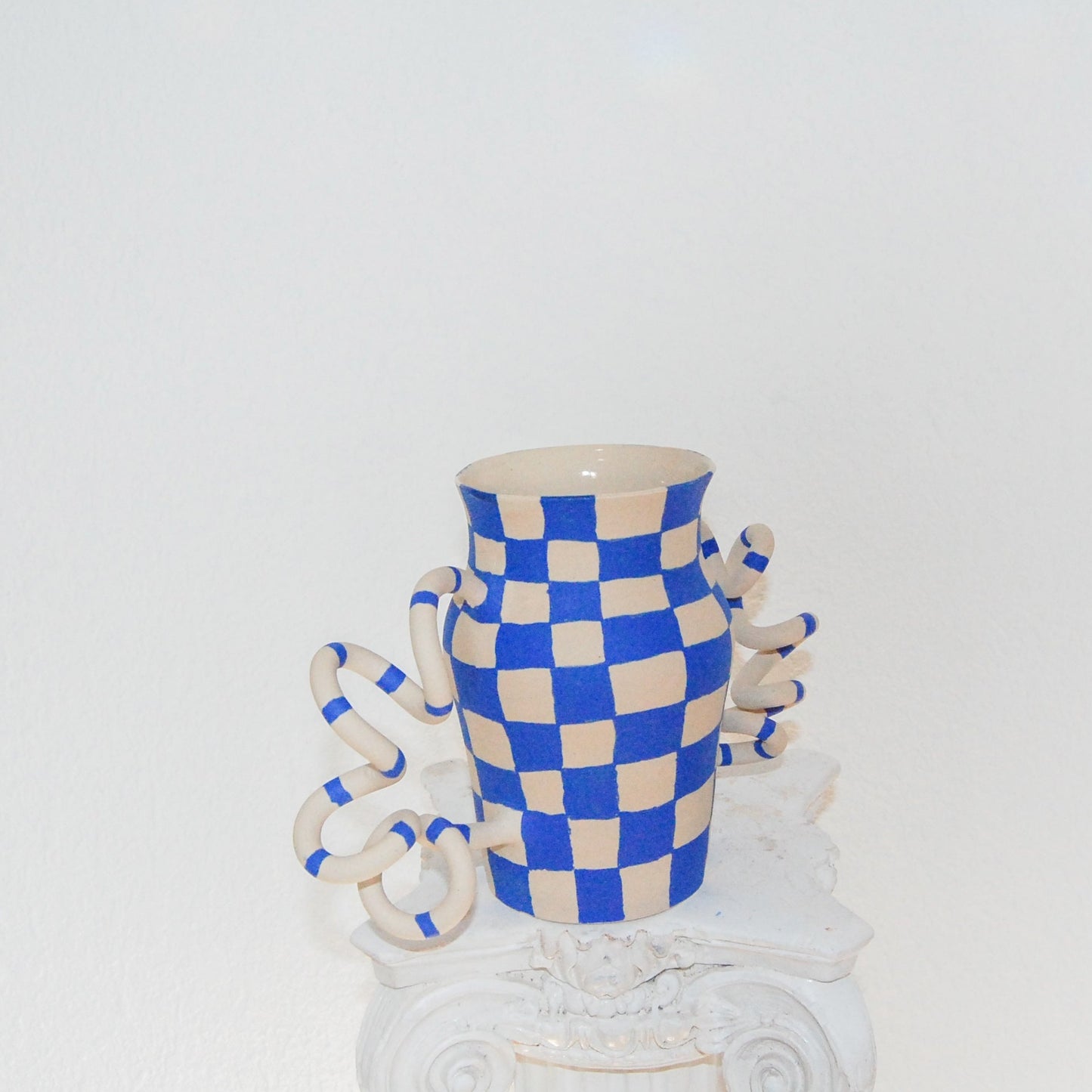 Matisse Blue Checkered Boinggg! Vase
